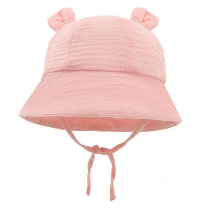 Newborn Baby Hat Infant Muslin Bucket Hat Kids Bear Ears Summer Beach Sun Caps Boys Girls Easter Hats For Toddlers 3-12 Months