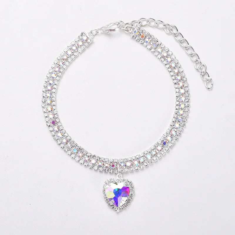 Adjustable Pet Necklace Cat Dog Collar with Diamond Zircon Bone Pendant Jewelry Luxury Metal Copper Puppy Collars Dog Supplies