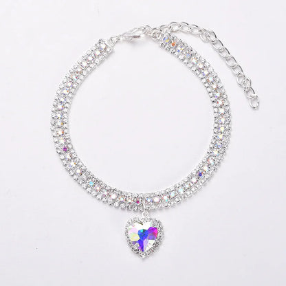 Adjustable Pet Necklace Cat Dog Collar with Diamond Zircon Bone Pendant Jewelry Luxury Metal Copper Puppy Collars Dog Supplies