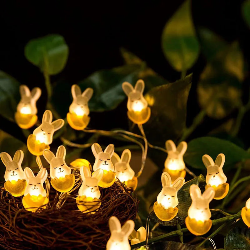 2M 20LED 2025 Easter Rabbit Carrot LED String Light Chick Eggs Fairy Light Garland kids room Happy Easter Party Home Decoration