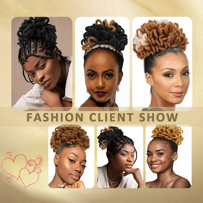 Dreadlocks Bun Afro Puff Drawstring Ponytail Hairpiece 8 Inch High Quality Synthetic Clip in Hair Extensions for Black Women