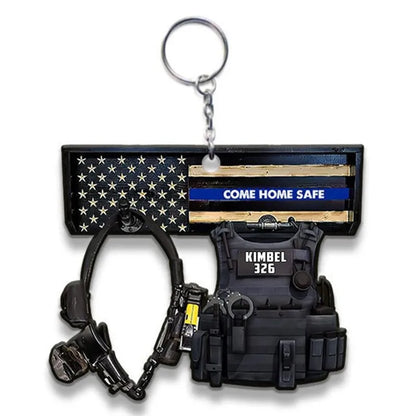 New Police Uniform Key Chain Decoration Acrylic Flat Men's And Women's Backpacks Creative Hanging Key Ring
