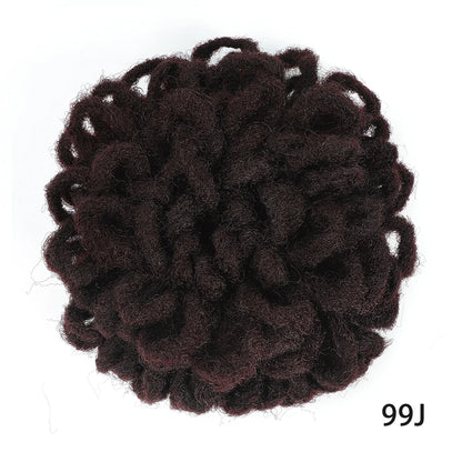 Dreadlocks Bun Afro Puff Drawstring Ponytail Hairpiece 8 Inch High Quality Synthetic Clip in Hair Extensions for Black Women