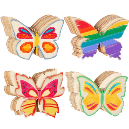 10pcs Unfinished Wooden Butterfly Blank Slice Kids Painting Toy Easter Home Decoration Wedding Birthday Party Gift DIY Crafts