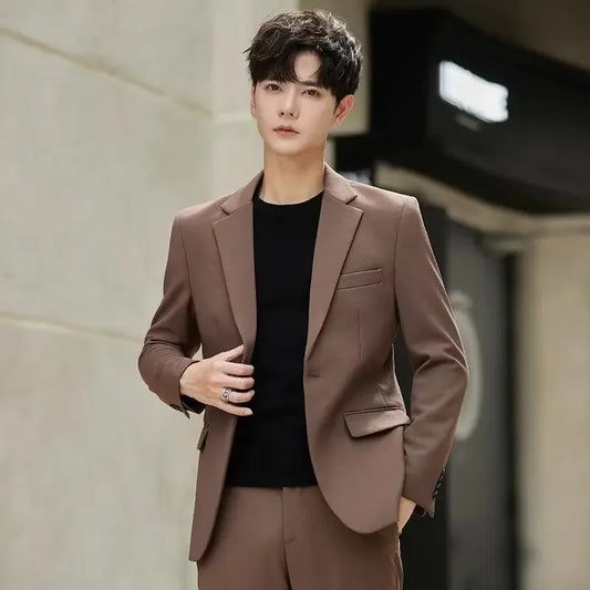 Men's Korean Style Slim Fit Smooths Your Silhouette Clothes Suit Jacket Business Jacket Spring Autumn Suit Trendy Top