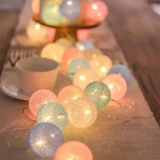 3M 20 LED Cotton Garland Balls Lights String Christmas Easter Outdoor Hanging Party Baby Kids Room Bed Fairy Lights Decorations