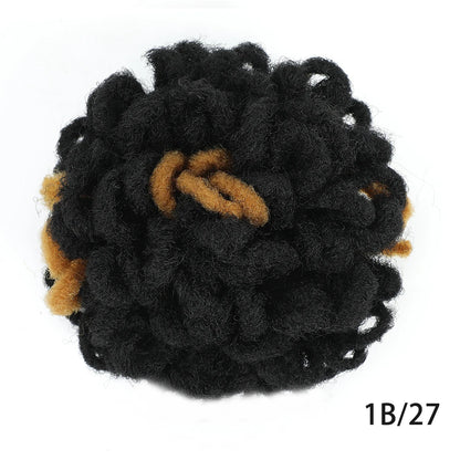 Dreadlocks Bun Afro Puff Drawstring Ponytail Hairpiece 8 Inch High Quality Synthetic Clip in Hair Extensions for Black Women