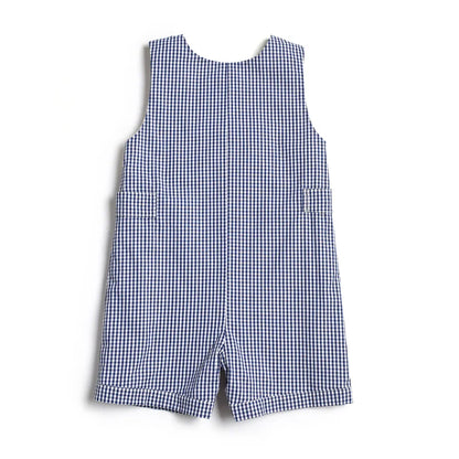 2024 Baby Summer Clothes Boy Embroidery Suspenders Pants Children Plaid Leisure Suit Infants Smocked Clothing Kids Outfits