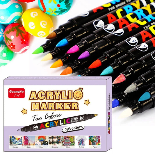 84 Colors Acrylic Paint Markers Pens Two Tone Double Nib Soft Brush Set for Rock Painting,Calligraphy,Brush Lettering,Easter Egg