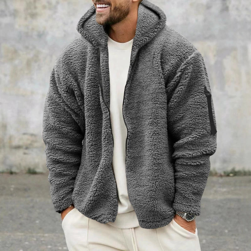 2024 American Style Heavy Coat Men's Winter Jacket Double-sided Fleece Warm Windbreaker Casual Sports Hooded Coat Bomber Jacket