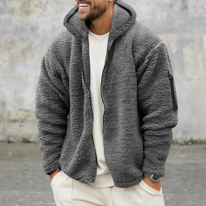 2024 American Style Heavy Coat Men's Winter Jacket Double-sided Fleece Warm Windbreaker Casual Sports Hooded Coat Bomber Jacket