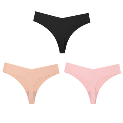 TrowBridge 3PCS/Set Women's Panties Simple Seamless Underwear Breathable Satin Thongs Sexy Lingerie Comfortable Sports G-Strings