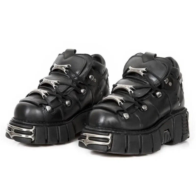 New Punk Style Women Shoes Lace-up Heel Height 6cm Platform Shoes Woman Gothic Ankle Rock Boots Metal Decoration Woman Sneakers