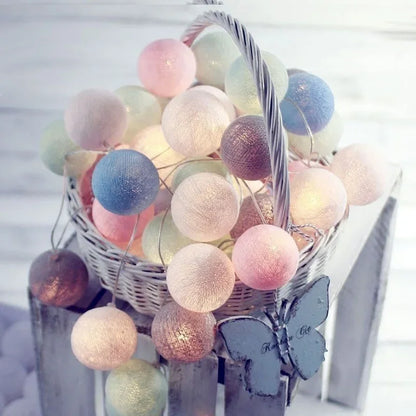 3M 20 LED Cotton Garland Balls Lights String Christmas Easter Outdoor Hanging Party Baby Kids Room Bed Fairy Lights Decorations