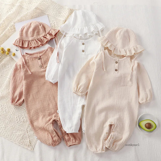 Baby Clothes Newborn Jumpsuit Girls Boys Muslin Spring Autumn Cotton Long Sleeve Infants Romper 0-24M