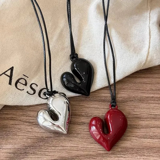 Women's Fashion New Heart Pendant Adjustable Pull-out Necklace For Party Gifts Pendant Jewelry  Accessories Free Shipping