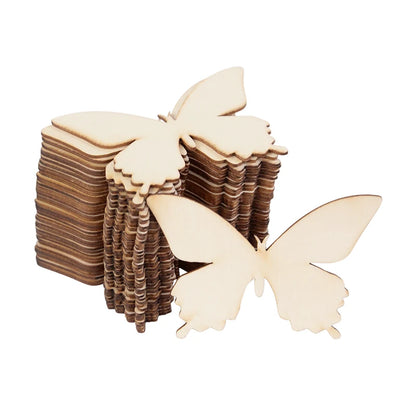10pcs Unfinished Wooden Butterfly Blank Slice Kids Painting Toy Easter Home Decoration Wedding Birthday Party Gift DIY Crafts