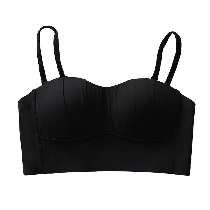 New Nylon French Pleated Bra New Detachable Ringless Thin Bra Without Underwire Seamless Underwear for Women Bras for Women