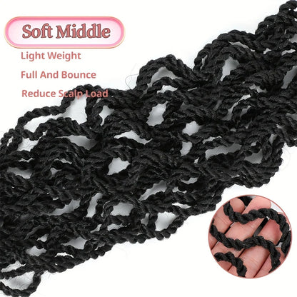Wavy Senegalese Twist Crochet Hair Pre-Looped Passion Twist Crochet Hair With Curly Ends Synthetic Havana Twist Braiding Hair