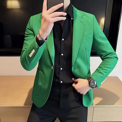 Party Yellow Male Blazer Coat Short Cropped Men's Suit Jackets Vintage Fashion 2024 Korean Style Clothes Fashionable Spring New