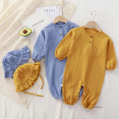Baby Clothes Newborn Jumpsuit Girls Boys Muslin Spring Autumn Cotton Long Sleeve Infants Romper 0-24M