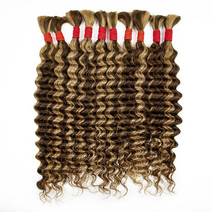Human Braiding Hair Deep Wave Bulk Human Hair for Boho Braids 100% Brazilian Virgin Curly Hair for Braiding Hair Extensions