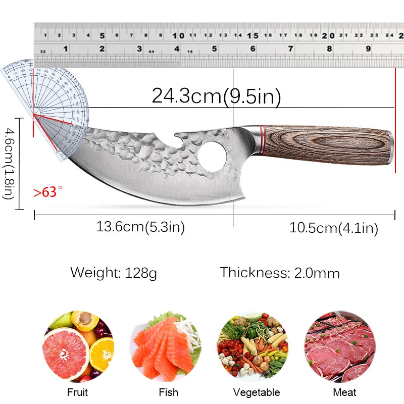 Forged Stainless Steel Kitchen Chef Boning Knifes Handmade Fishing Knife Meat Cleaver Butcher Knife Meat Cleaver Cooking Tools