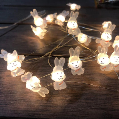 2M 20LED 2025 Easter Rabbit Carrot LED String Light Chick Eggs Fairy Light Garland kids room Happy Easter Party Home Decoration