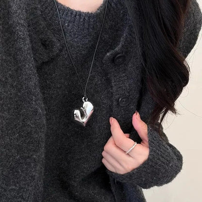 Women's Fashion New Heart Pendant Adjustable Pull-out Necklace For Party Gifts Pendant Jewelry  Accessories Free Shipping