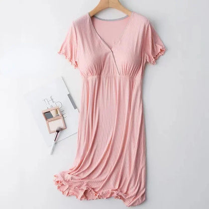 Maternity Pijama Maternidad Summer Postpartum Nursing Clothes Pregnant Women Dress Cotton Fashionable New Breastfeeding Dresses