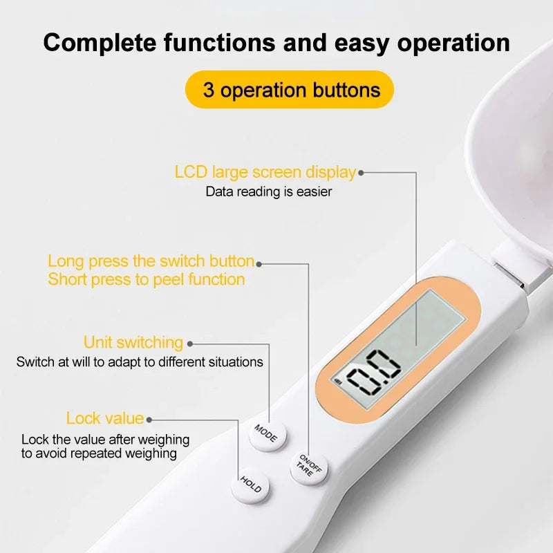 New LCD Digital Measurement Adjustable Weighing Spoon Coffee Powder Scale Baking Scale Electronic Measuring Spoon Kitchen Tools