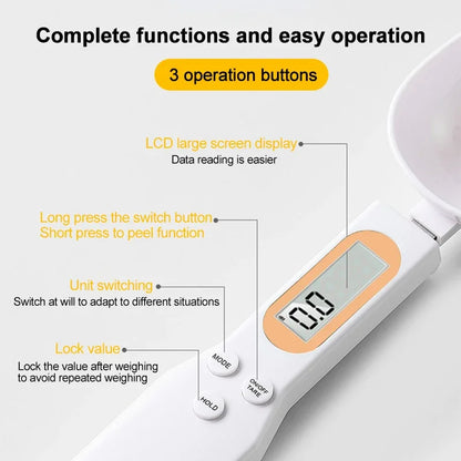 New LCD Digital Measurement Adjustable Weighing Spoon Coffee Powder Scale Baking Scale Electronic Measuring Spoon Kitchen Tools