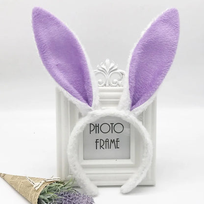 Cute Colorful Bunny Ear Easter Headbands Plush Adult Kids Headwear Rabbit Ear Hair Accessories Masquerade Tiara Adult Children