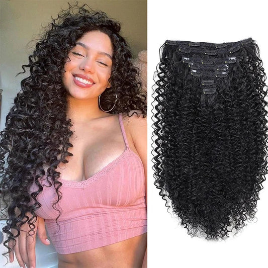 Sylhair Hair Extension 7PCS 20 inch Kinky Curly Clip In Hair Extensions Synthetic Long Soft Thick Hairpieces for Women Full Head