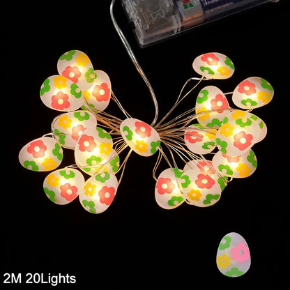 2M 20LED Easter Rabbit Carrot String Light Chick Eggs Fairy Light Garland 2025 Happy Easter Party Decoration For Home Kids Gift