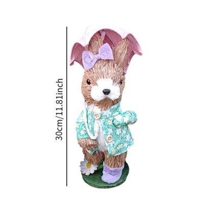Easter Floor-Standing Bunny Decoration Cute Straw Rabbit Decoration For Garden Kitchen Yard Kindergarten Animal Ornaments