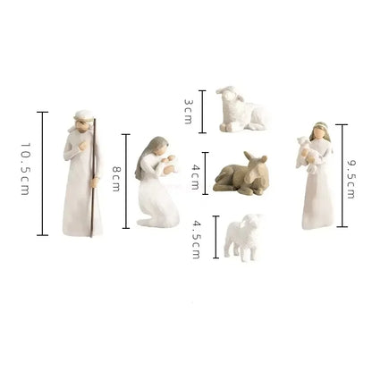 2024 Jesus Nativity Statue Resin Holy Family Willow Tree Set Ornaments Easter Religious Crafts Diy Customized Christmas Gift