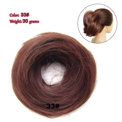 Synthetic Messy Bun Hair Piece Scrunchie Donut Tousled Flexible Hair Bun Straight Chignon Wig Accessory Updo Bun Hair
