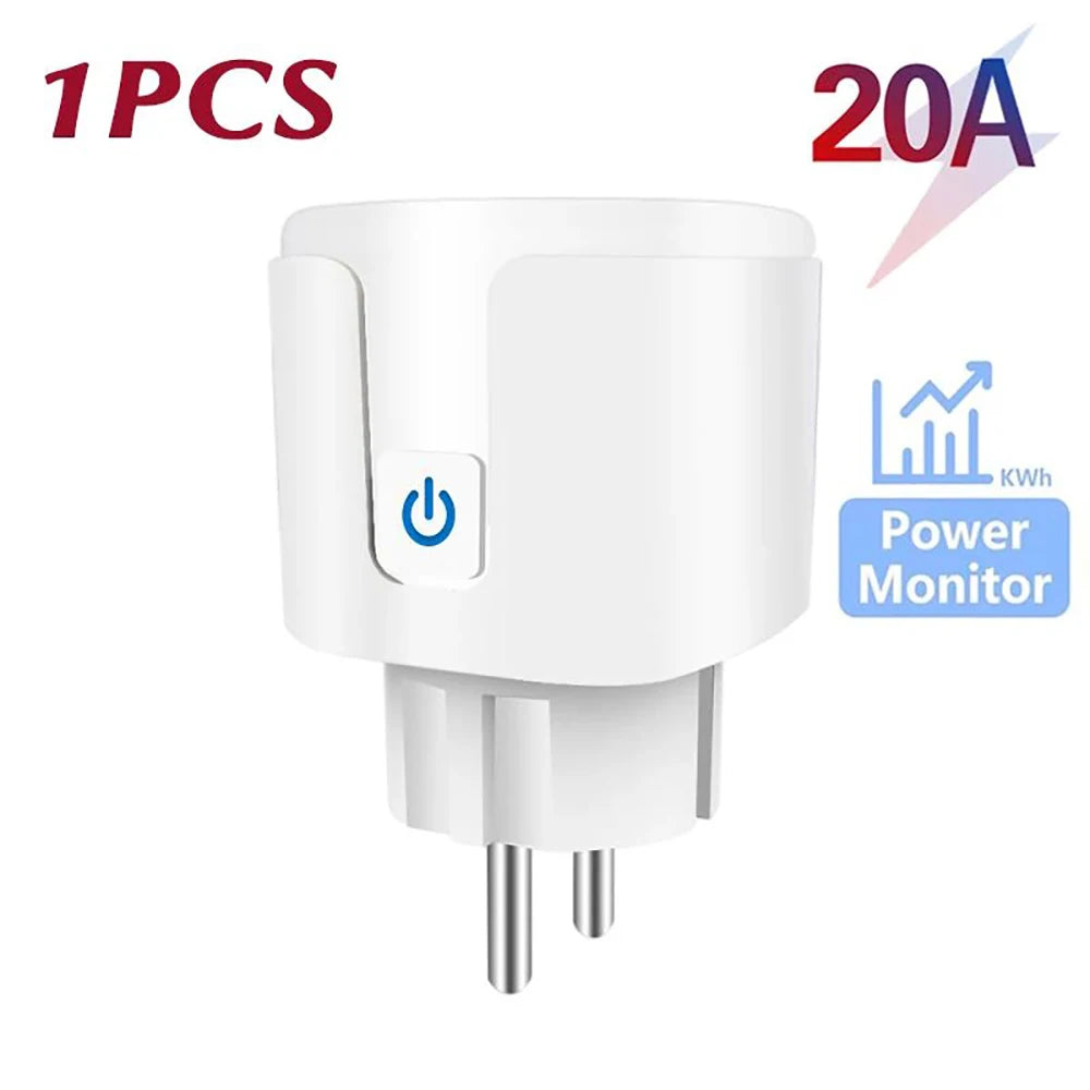 Tuya Smart Socket EU 20A Wifi Smart Plug Without Power Monitoring Smart Life APP Remote Control Support Google Assistant Alexa