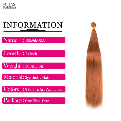 24 Inch Straight Hair Extensions Ombre Hair Bundles Heat Resistant Fiber Hair Weaving Synthetic Straight Hair