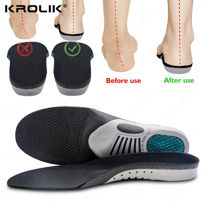 Krolik Orthotic Gel Insoles For Sneaker Orthopedic Flat Foot Cushion Insert Arch Support Pad Foot Pain-relieving Man Women