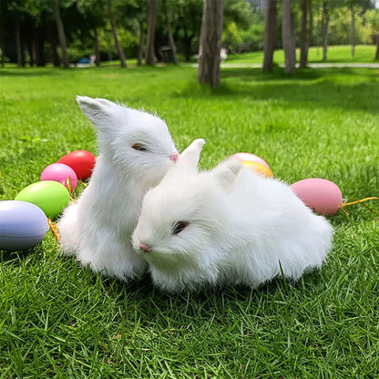 Simulation Plush Toys Action Figures Kids Gift Simulation Rabbit Toy Squatting Model Home Decoration Rabbit Model Easter Rabbits