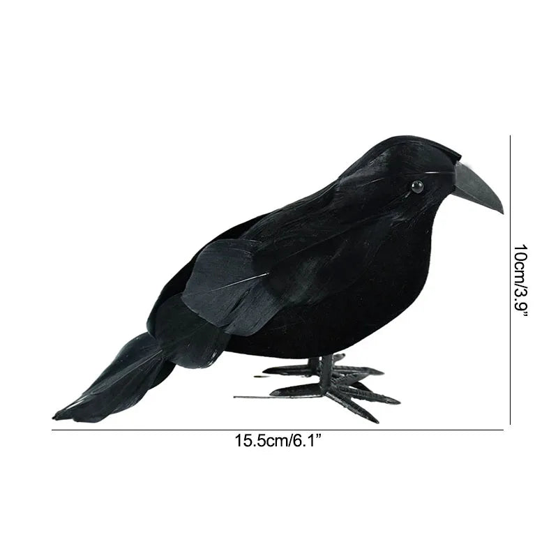 1/2pcs Plastic Simulation Crow with Feather Wings Raven Model Easter Party Decor Black Fake Bird Raven Props Garden Decoration