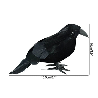 1/2pcs Plastic Simulation Crow with Feather Wings Raven Model Easter Party Decor Black Fake Bird Raven Props Garden Decoration