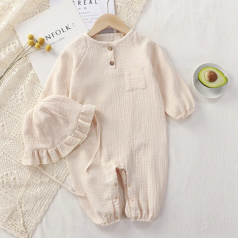 Baby Clothes Newborn Jumpsuit Girls Boys Muslin Spring Autumn Cotton Long Sleeve Infants Romper 0-24M