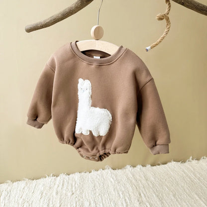 2024 Ins  Baby Girls Clothes Fleece Animal  Hooded Rompers Baby Boys Toddler Outfits Bodysuit Warm Baby Jumpsuit Autumn Winter