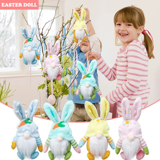 Easter Faceless Gnome Rabbit Doll Handmade Reusable Home Decoration Spring Hanging Bunny Ornaments Kids Gifts