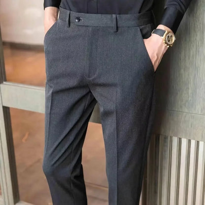 Men's Casual Business Suit Pants Loose-fit Straight-leg Nine-point-length Spring Autumn Fashionable Western-style Trousers