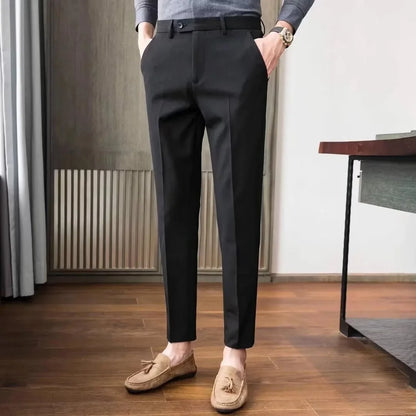 Men's Casual Business Suit Pants Loose-fit Straight-leg Nine-point-length Spring Autumn Fashionable Western-style Trousers
