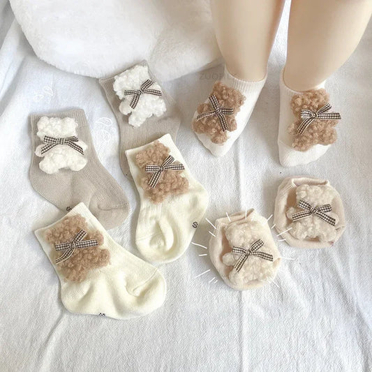 New Baby Infant Socks Cute Bear Newborn Boy Girls Short Sock Kids Toddler Soft Cotton Animal Design Children's Breathable Socken